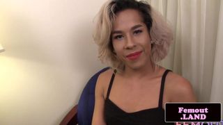 Classy black trans queen solo jerking session