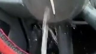 Mature Woman Pissing Inside Her Car