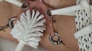 Torture Pain Vagina Bondage with Toilet Brush & Fisting