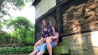 Outdoor sex behind a farmhouse - public fuck with bbw