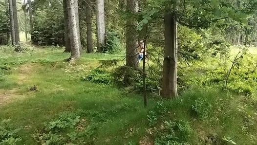 I meet a girl in the woods who masturbates, she sucks me off and I cum on my tits