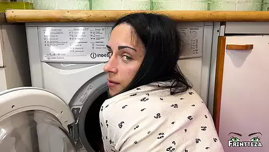 Stepson Fucked Stepmom While She Was Inside Of A Washing Machine. Anal Creampie