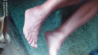 Cum on mother-in-law feet