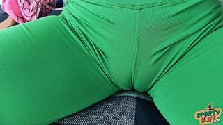Round Ass Teen Has Deep Cameltoe In Tight Yoga Spandex Pants
