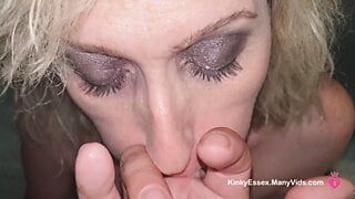POV Fingering Close Up Tight Hairless Pussy With Licking Sticky Pussy Juice From Fingers