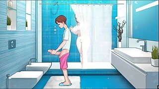 Von der Stiefmutter meiner besten Freundin beim Masturbieren im Badezimmer erwischt