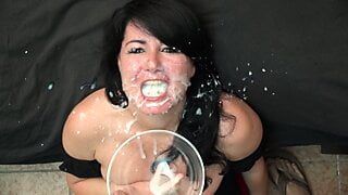 CUM SHOT AND SWALLOW PARTY! Drowned in cum