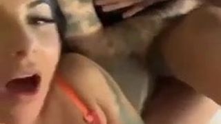 Slut licking cum out of her mates pussy