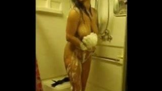 My Chubby Ex Girlfriend taking a soapy shower