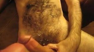 DOUBLE CUMSHOT WITH BIG THICK DICK HAIRY CUB