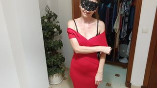 Try On - Flashing My Pussy In Sexy Tight Red Dress