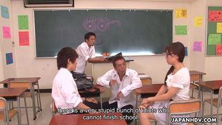 Attractive Japanese schoolgirl Kirioka Azusa gangbanged by h