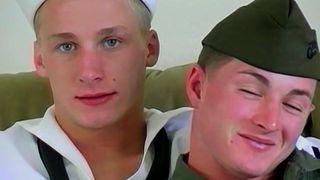 Gorgeous navy gays assfucking after passionate foreplay