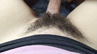 GUY CUMS FAST ON HAIRY PUSSY