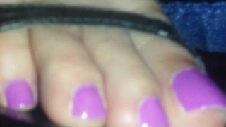 wife feet toes jerking. off