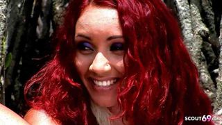 Redhead Curly Hair Latina Teen Marcia Rough Has Outdoor Sex at the Beach