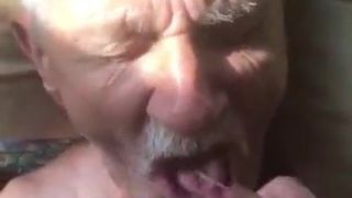 Older man loves to eat cum