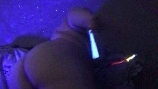 Stuffing Pussy with Glow Sticks