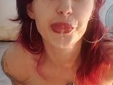 Thumbnail of Busty Milf Peeing in a Cup,  taste Pee, Squeeze Pee all over,  suck peed stockings stick them in ass pussy