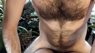 POV: getting fucked missionary by very hairy bearded blue-eyed white guy in the jungle (female torso silicone sex toy)