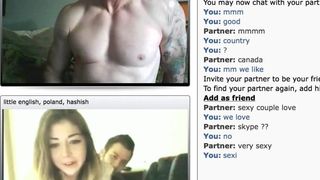 Guy jerks off to couple on cam