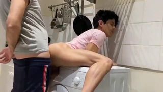 boy bottom fucked on the washing machine