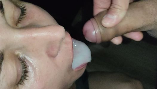 Plenty Cum in the Mouth for Mature Mom Housewife - Latina Wife gets a Mouthful of Cum after Fuck and Blowjob