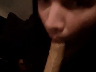 Licking cum and suck my Dildo