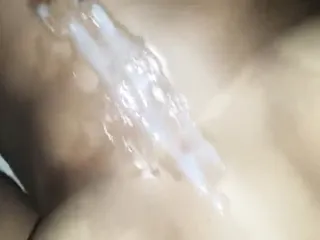 Huge cumshot from tranny while taking...