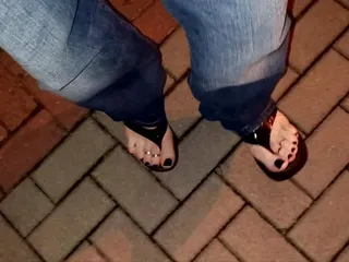 Walking In Platform Thongs