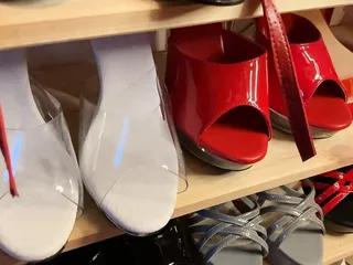High Heels Masturbation And Cum On Clear Mules...