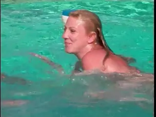Sexy Nympho Has Wild Lesbian Fun In Pool With Blonde