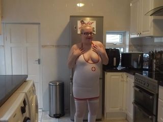 naughty nurse in stockings and white boots