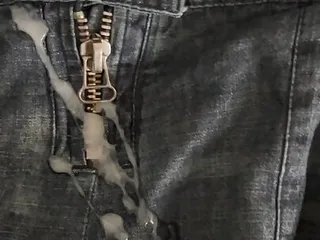 Cumming on womens cargo jeans...