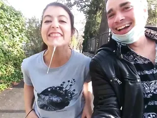 Risky Blowjob With Cum In Mouth, Almost Caught On The Street