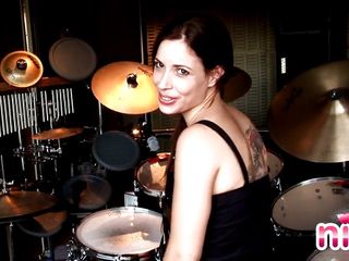 Lesbian Nina With Drums Showing Her Perfect Body