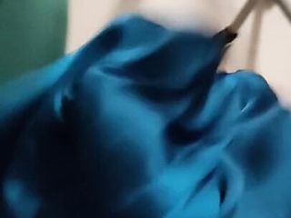 Handjob with blue satin silky salwar of nurse in changing room (13)