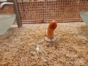 VERY RISKY public restroom strip and anal fucking and squirting 