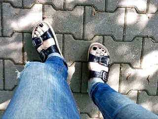 My feet in sexy platform sandals...