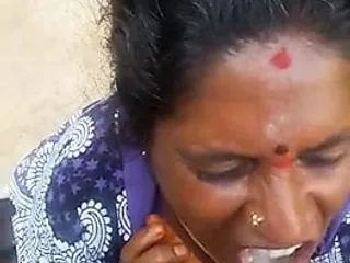 Tamil aunty taking lover&#039;s cum in her mouth