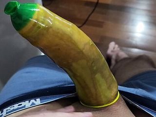 Jerking Off With Brazilian Condom