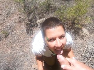 Blowjob in the Woods, Nice View, Cum Swallowing, Short Hair