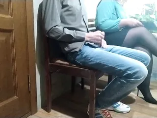 Russian, Handjob in Public, Public Handjob, Waiting Room