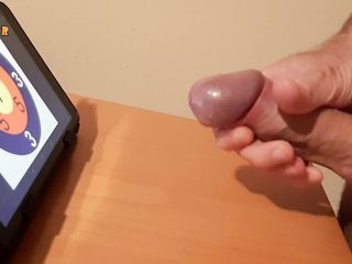 Handjob, Jerking Off Cumshot On A Target With Double Angle. Amateur Homemade Jerks Off, Big Cock, Lot Of Cum