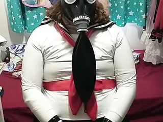 Pvc Sissy School Girl Does Breathplay Latex Mask Gasmask...