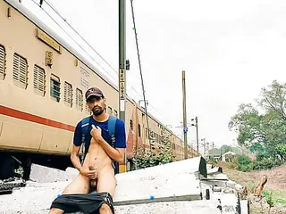 Indian Railway station cumshot big dick public