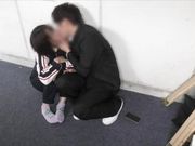 A cute high school student who sucks a senior&#39;s cock in a warehouse and is poked hard with a big dick.