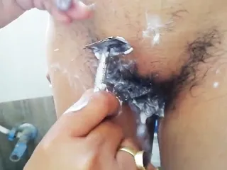 Shaving My Super Hairy Indian Girlfriends Pussy And Armpits