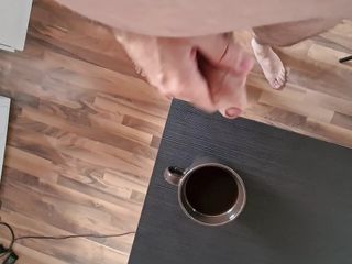 Russian Man Masturbates And Cums In Coffee Which Than Drinks