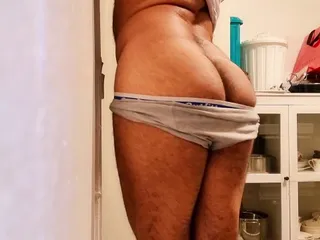 Delicious round hairy ass guy loves to show soft parts of his body 